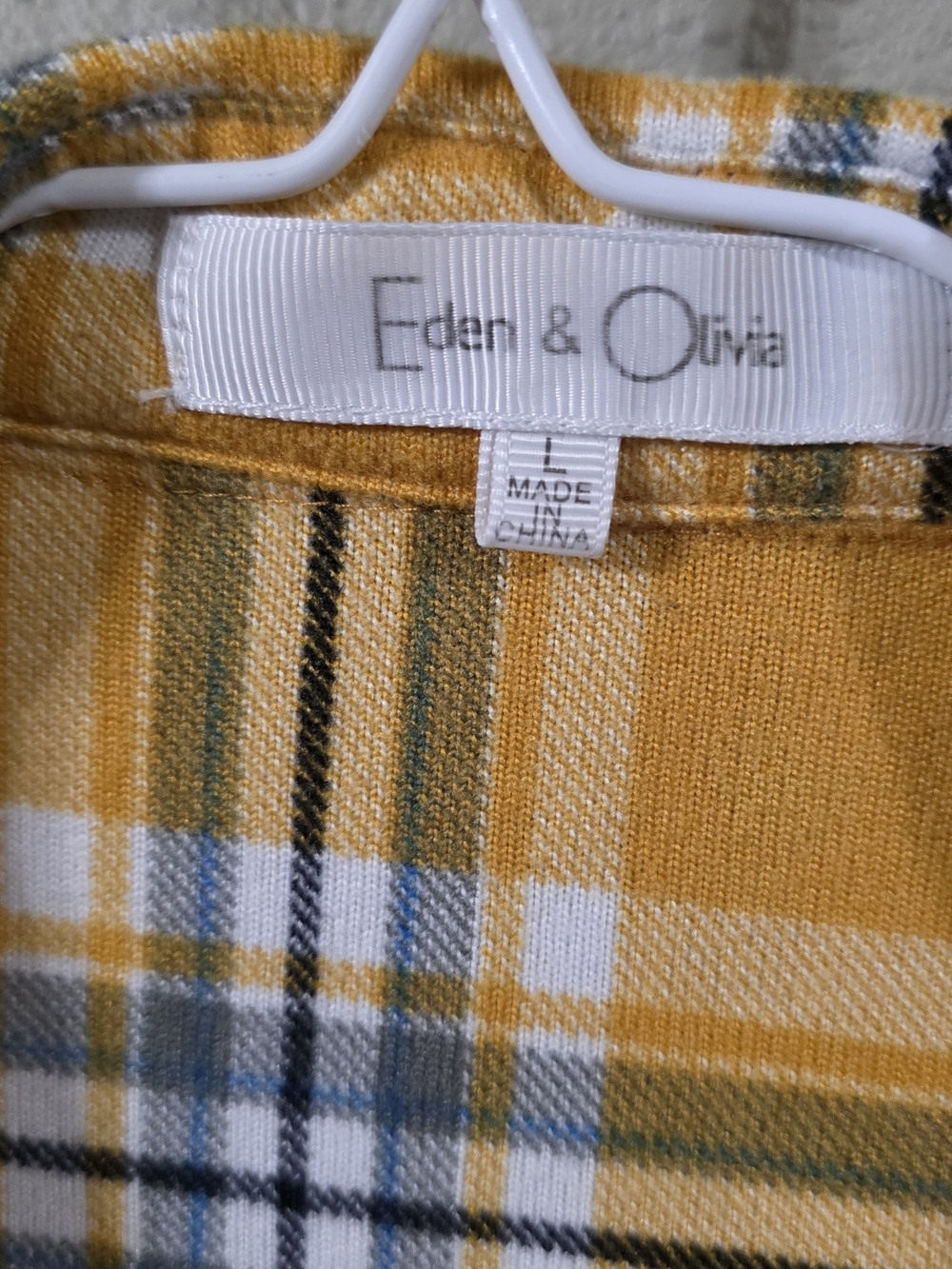 Nwot Women's Eden & Olivia Mustard Plaid Button-Up Shirt Sz L - Picture 2 of 3